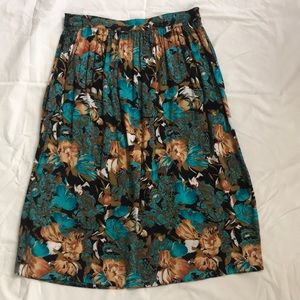 Vintage Natalie Floral Print A-Line Skirt Size Small